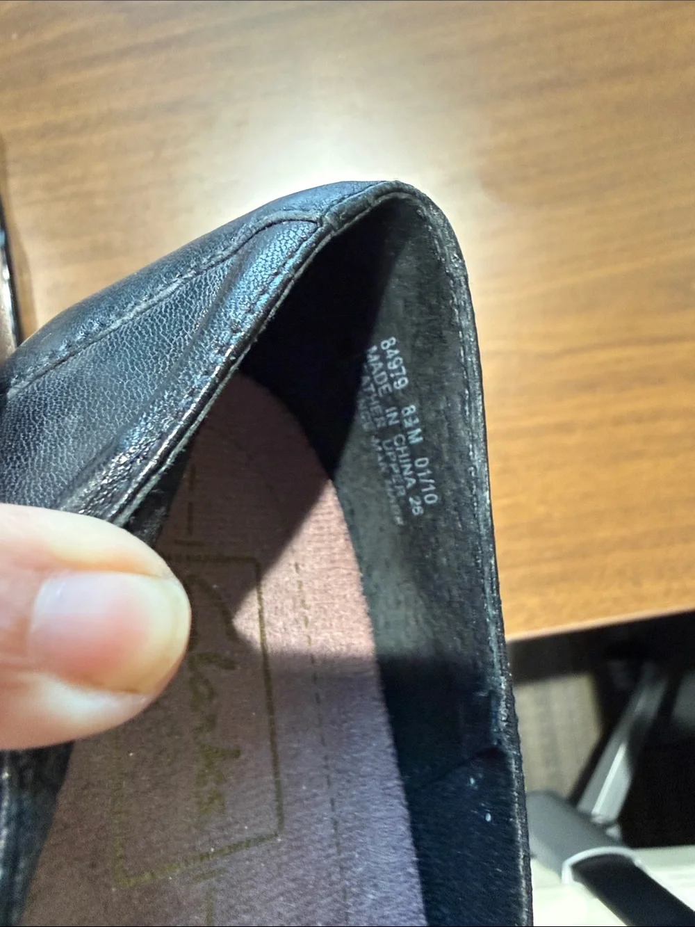 Women's Black Leather Slip-On Shoes